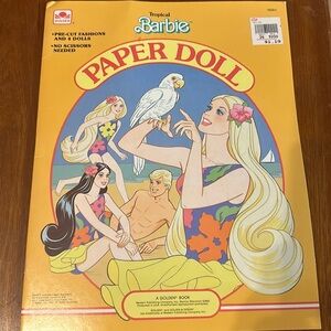 NWT Vintage Tropical Barbie Uncut Paper Dolls Golden Circa 1986